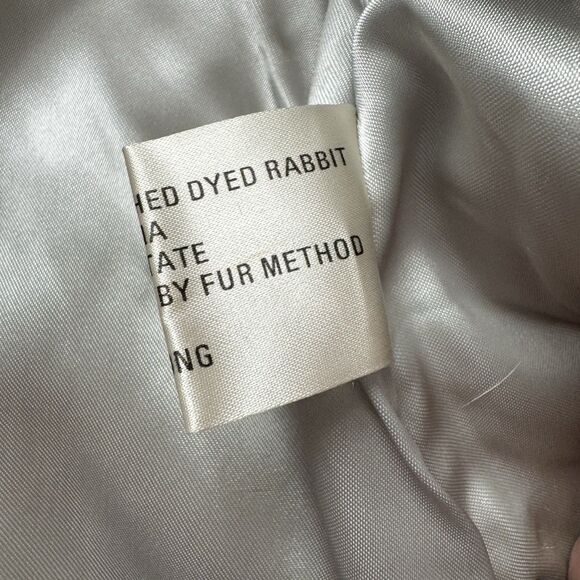 Vintage 80s Wilsons Suede & Leather Rabbit Fur Coat Jacket Womens Medium M Cream - Picture 9 of 13